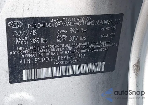 2019 Hyundai Elantra Sel from USA, damaged, VIN 5NPD84LF8KH427319